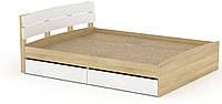 Кровать двуспальная с ящиками Модерн-160 КОМПАНИТ дуб сонома + белый 213.2х165.2х80 см