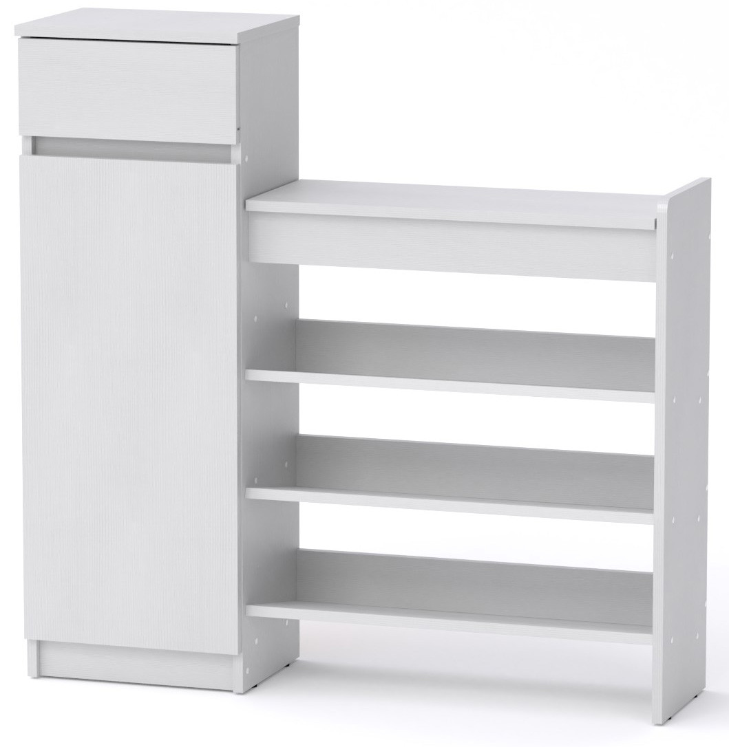 Тумба під взуття то-16 білий Компаніт (100х28х100 см), фото 1