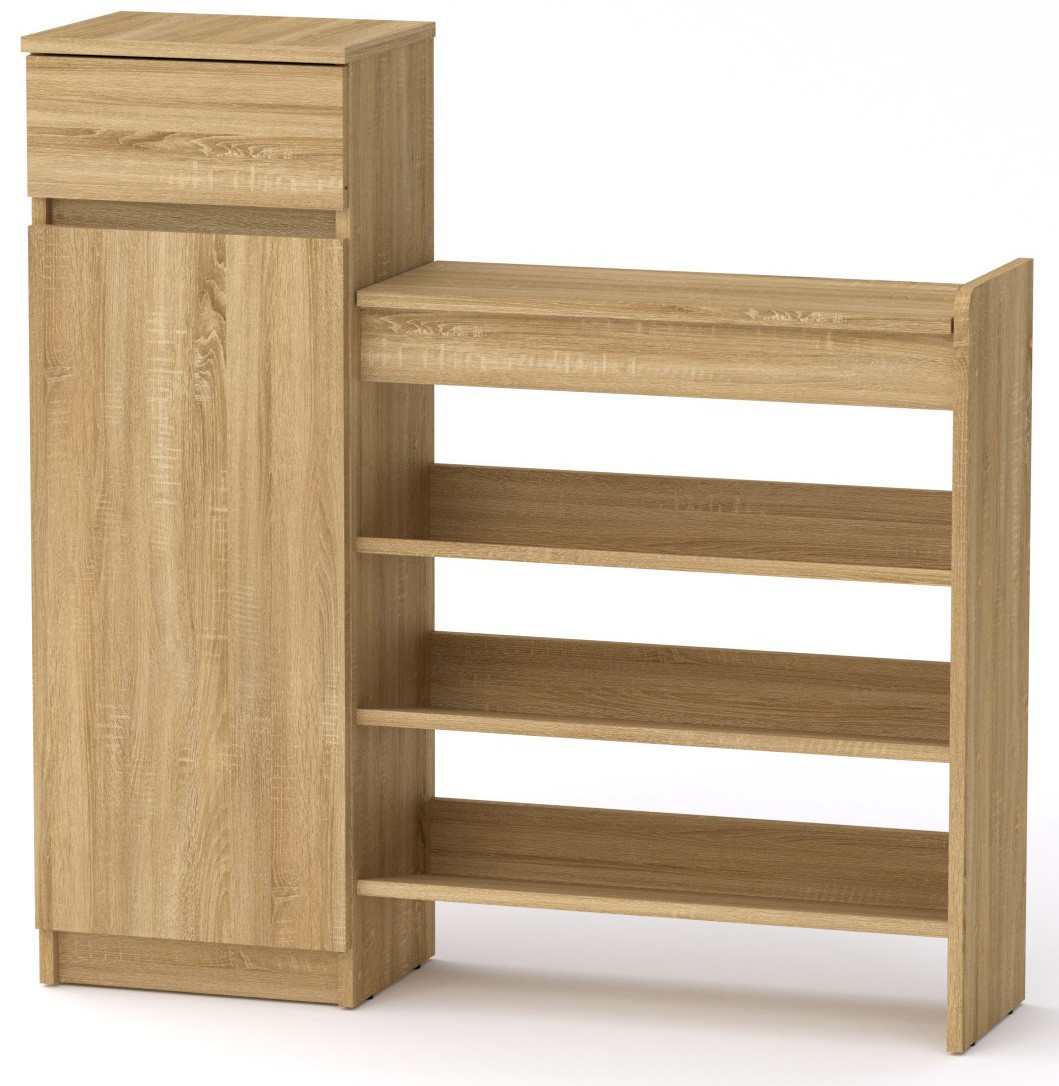 Тумба під взуття ТО-16 Дуб Сонома Компаніт (100x28x100 см), фото 1