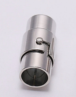 Застежка магнитная с фиксатором 8 мм, серебряного цвета