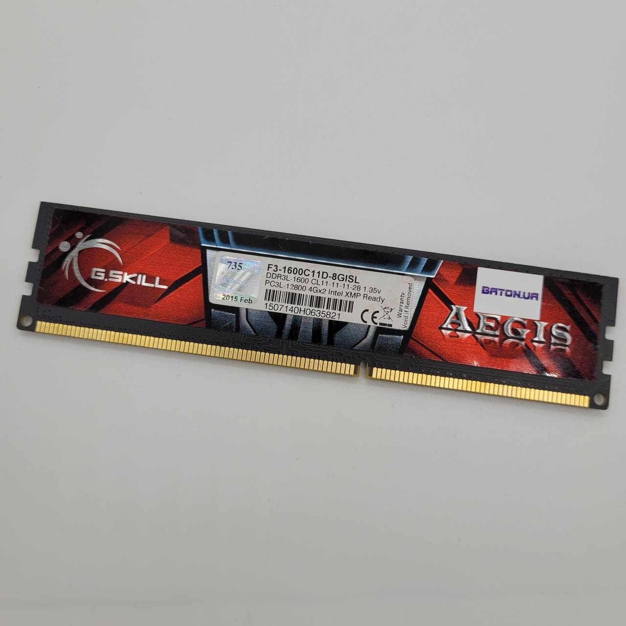 Ігрова оперативна пам'ять G.Skill Aegis DDR3L 4Gb 1600MHz PC3L 12800U 1R8 CL11 (F3-1600C11D-8GISL) Б/У