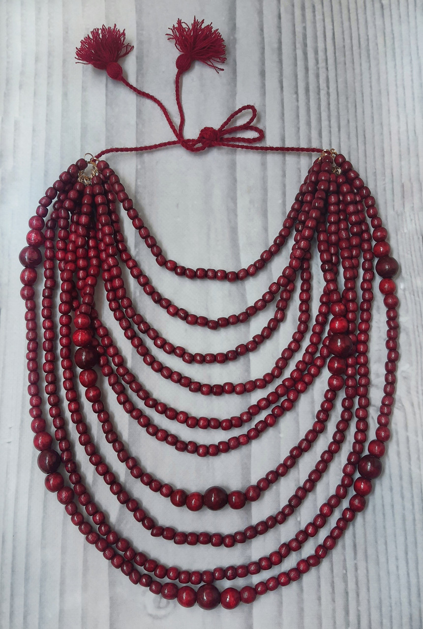 Намисто Старовинне десятка бордове наростаючі, фото 1