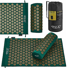 Килимок акупунктурний з валиком 4FIZJO Аплікатор Кузнєцова 72 x 42 см 4FJ0286 Navy Green/Gold orig959