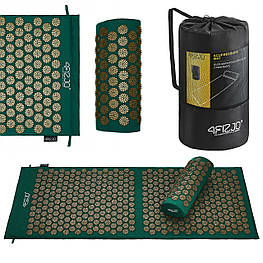 Килимок акупунктурний з валиком 4FIZJO Аплікатор Кузнєцова 128 x 48 см 4FJ0289 Navy Green/Gold orig962