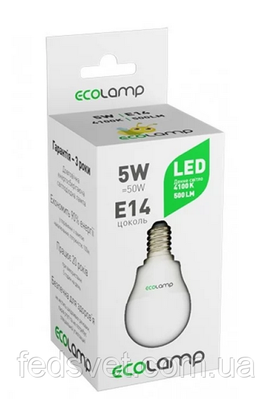 Лампа світлодіодна ECOLAMP 5Вт 4100К G45 Е14 500Лм