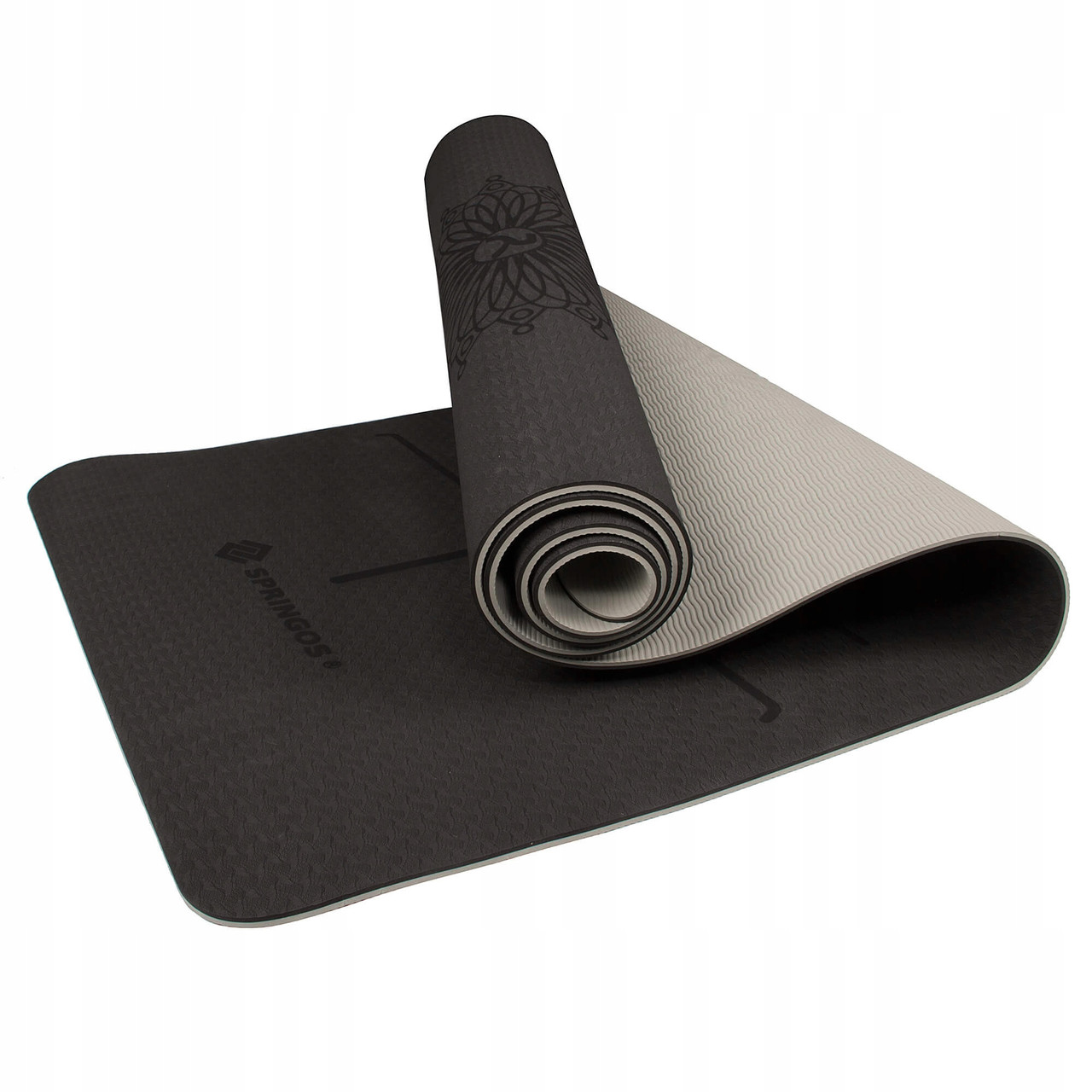 Килимок (мат) для йоги та фітнесу Springos TPE 6 мм YG0013 Black/Grey aiw якість, фото 1