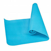 Килимок (мат) для йоги та фітнесу Springos PVC 4 мм YG0035 Sky Blue aiw якість, фото 7