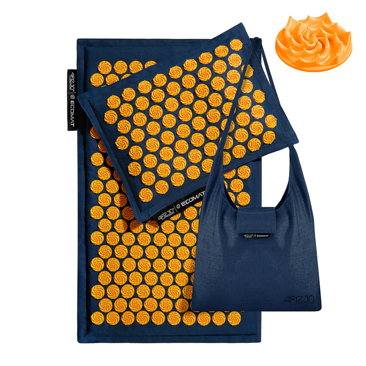 Килимок акупунктурний з подушкою 4FIZJO Eco Mat Аплікатор Кузнєцова 68 x 42 см 4FJ0229 Navy Blue/Orange aiw