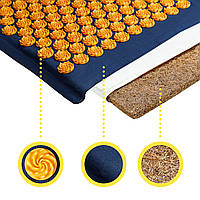 Килимок акупунктурний з подушкою 4FIZJO Eco Mat Аплікатор Кузнєцова 68 x 42 см 4FJ0229 Navy Blue/Orange aiw, фото 6