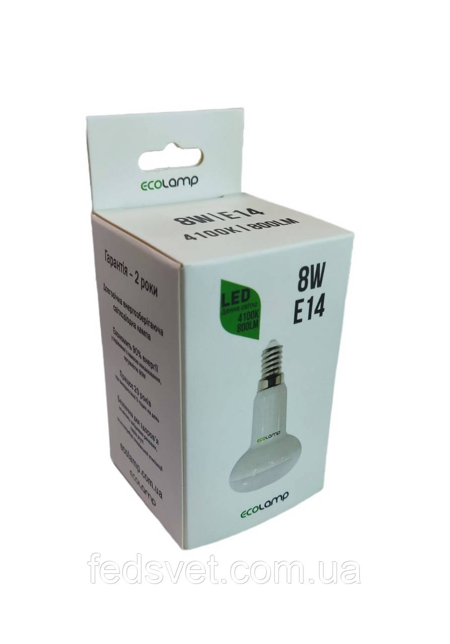 Лампа світлодіодна ECOLAMP 8Вт 4100К R50 Е14 800Лм