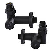 Комплект кранів для рушникосушки кутовий під тен SOLOMON 1/2" CHROM LUX BLACK TEN
