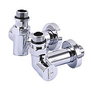 Комплект кранів для рушникосушки кутовий під тен SOLOMON 1/2" CHROM LUX TEN