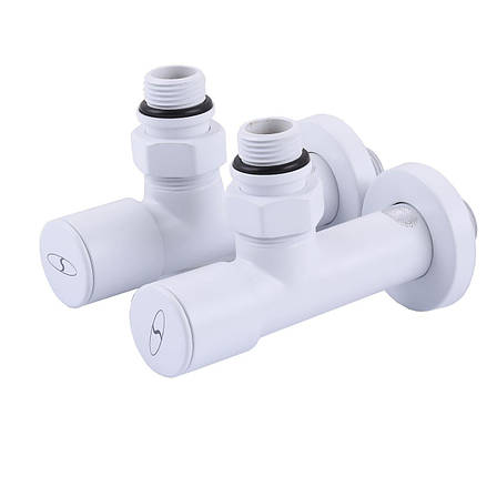 Набір Кран вентільний кутовий з американка SOLOMON LUX 1/2" 7777 (2шт.) WHITE, фото 2