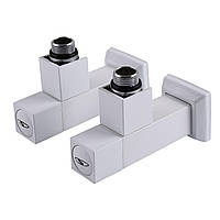 Набор Кран полуоборотный угловой с американкой SOLOMON LUX 1/2" CUBE WHITE 8888 (2шт.)