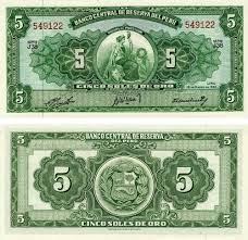 Перу 10 соль оре 1960г UNC P-76