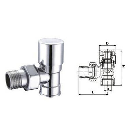 Кран вентильний кутовий з американкою SOLOMON 3/4" CHROM 1844 п/ключ, фото 2