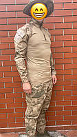 Тактична військова форма (тактична сорочка Убакс UBACS + Військові тактичні штани) комуфляж пісок
