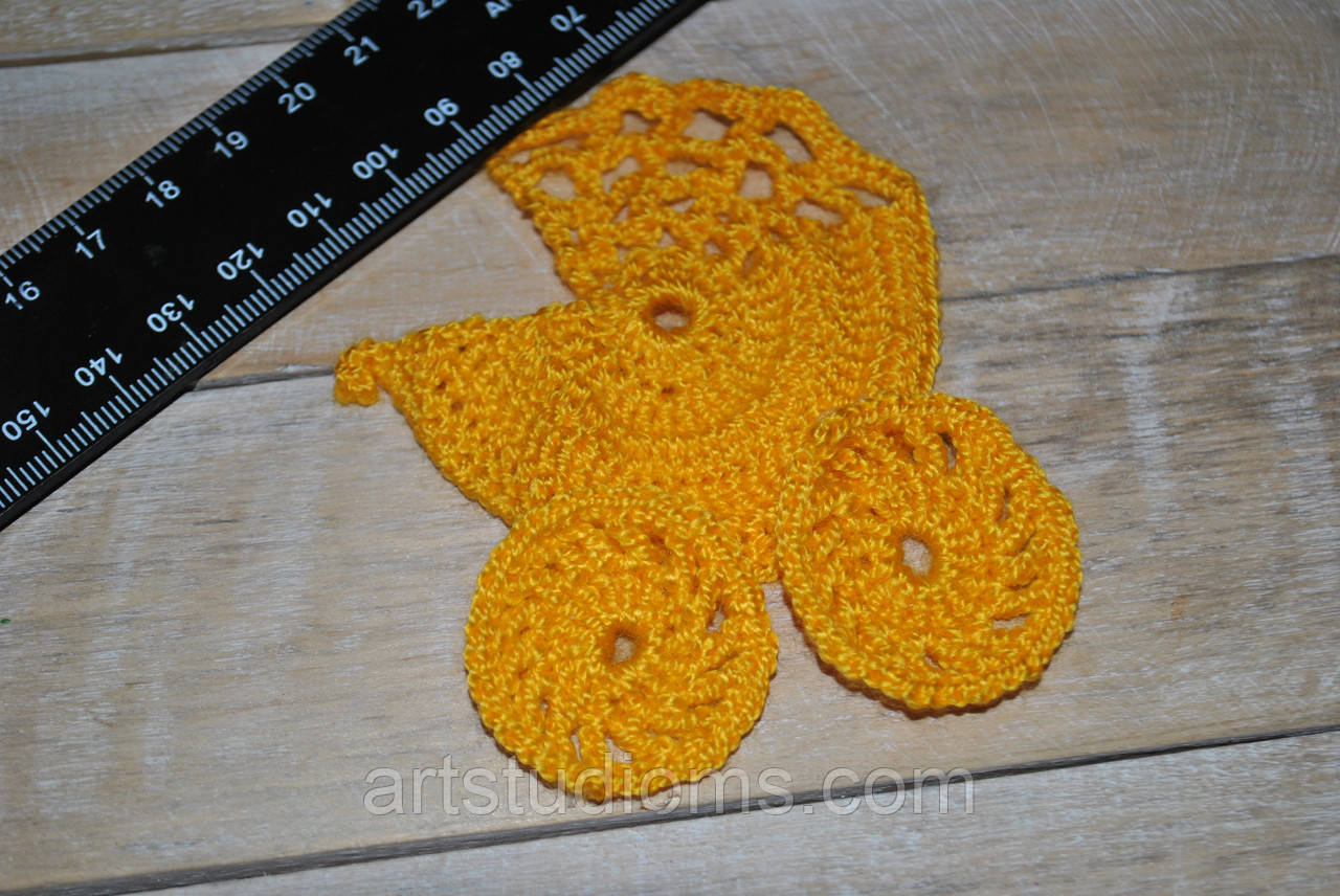 Декор в'язаний "Дитячий візочок" Колір: Жовтий