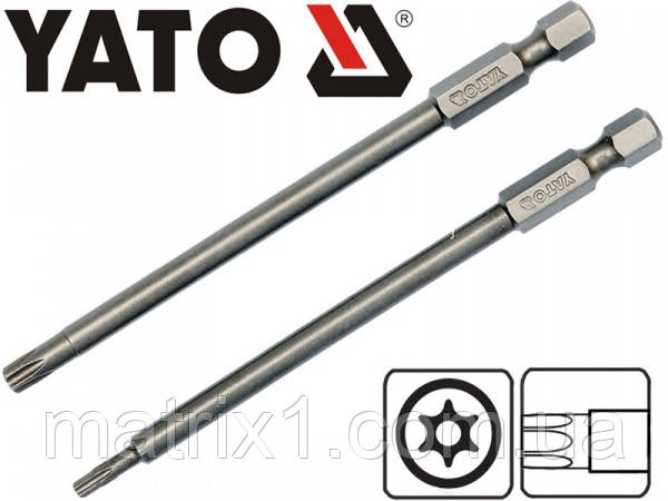 Набір відвертих насадок YATO : "TORX SECURITY" T15/T27, квадрат 1/4", L=100мм. 2 шт., фото 1