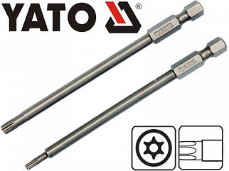 Набір відвертих насадок YATO : "TORX SECURITY" T10/T25, квадрат 1/4", L=100мм. 2 шт.