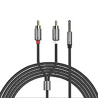 Аудіо кабель Hoco UPA10 Jack 3.5 mm to double lotus RCA | 1,5 м | чорний