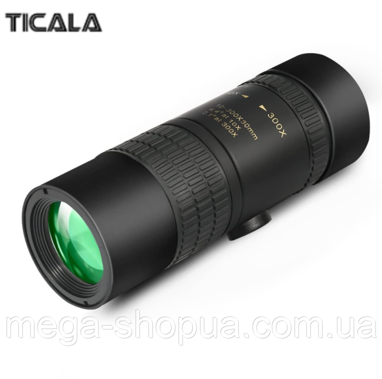 Потужний компактний монокуляр 10-30×40 Ticala ET82A. Об'єктив телескоп для полювання, риболовлі, спостереження