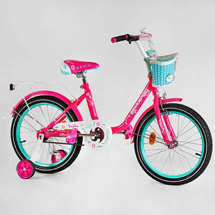 Двоколісний велосипед Corso SOFIA-N 18-1 діаметр коліс 18", обладнаний страхувальними колесами, ручне гальмо