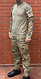 Тактична військова форма (тактична сорочка Убакс UBACS + штани+ремінь+рукавички) камуфляж мультикам, фото 2