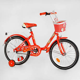 Двоколісний велосипед Corso SOFIA-N 18-3 діаметр коліс 18", обладнаний страхувальними колесами, ручне гальмо