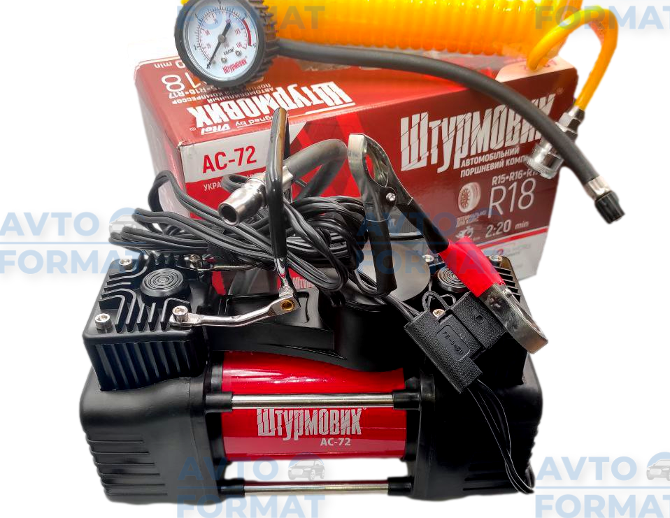 Компресор автомобільний Насос електричний Автокомпресор "Штурмовик" 90 л 150psi, фото 1