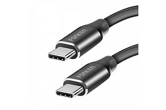 Кабель зарядний Fonken USB Type-C to Type-C PD кабель у нейлоновому обплетенні 1 м Black (FZBZX030)