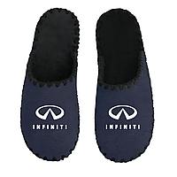 Тапочки домашние мужские с логотипом авто Infiniti Инфинити синие ручной работы подарок 45