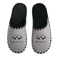 Тапочки домашние мужские с логотипом авто Infiniti Инфинити серые ручной работы подарок 45