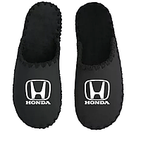 Тапочки домашние мужские с логотипом авто Honda Хонда черные ручной работы подарок