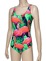 Слитный купальник с мягкой чашкой и модным принтом "фламинго" FUBA 0296 р.38