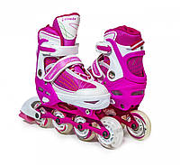 Раздвижные роликовые коньки Caroman Sport, размер 31-35 розовый