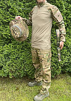 Тактична військова форма (тактична сорочка Убакс UBACS + штани+ремінь+панама) камуфляж мультикам