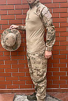 Тактическая военная форма (тактическая рубашка Убакс UBACS + Военные брюки + панама) камуфляж песок