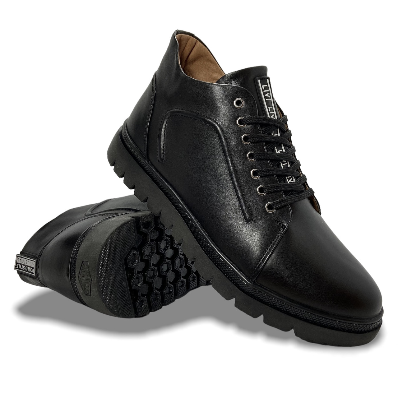 Черевики чоловічі класичні зимові Cevivo (Харків) шкіряні з натуральним хутром високі чорні 885 4