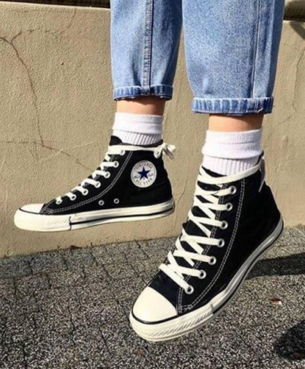 Черно-белые высокие кеды Converse all star old skool 36-44 - фото 6 - id-p1647732065