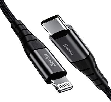 Кабель зарядний Benks USB C — Lightning Cable Fast Charging 18W MFi Certified Nylon Braided 1.2 м Black (M11)