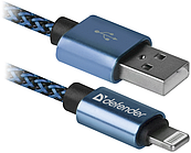 Кабель Defender ACH01-03T USB(AM)-Lighting 1m, 2.1A Blue (87811)