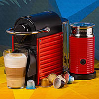 Кофемашина Nespresso Pixie Electric Red и Капучинатор(Вспениватель молока) -AEROCCINO 3 Milk frother