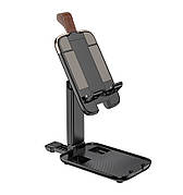 Тримач-підставка телескопічний настільний для смартфона/ планшета Hoco S28 Dawn Чорний/ Золотистий