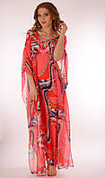 Длинное женское платье накидка Argento 1100-282 One Size Красный