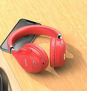Навушники безпровідні накладні з мікрофоном Hoco W32 Червоний (W32/RED)USB-кабель, фото 4