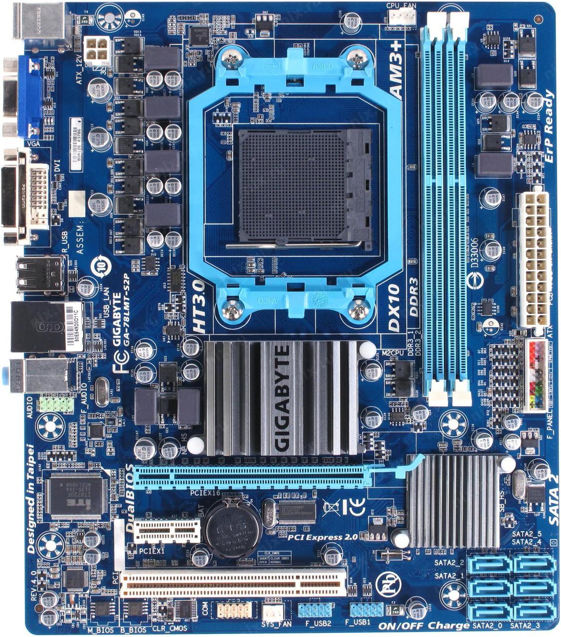 Плата AMD AM3+ / sAM3 на DDR3 ! GIGABYTE GA-78LMT-S2P Rev 4.0 Підтримує 2-6 ЯДЕРНІ ПРОЦЕCОРИ + FX СЕРІЮ!
