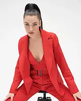 Женский офисный костюм тройка топ пиджак брюки M