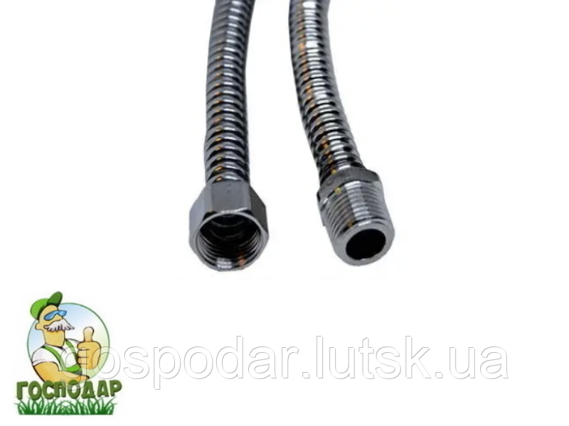 Шланг нержавійка, універсальний, гнучкий, ПхМ 3/4 дюйма, 0.4 метра, фото 1