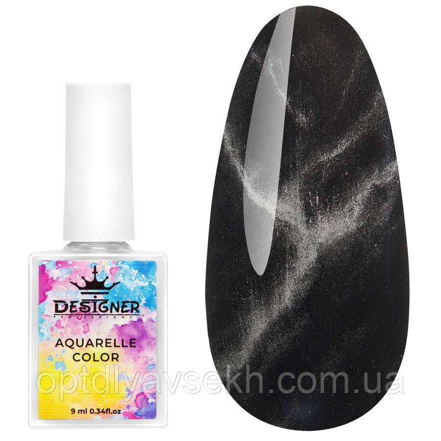 Акварельні краплі/Aquarelle Color для дизайну нігтів (кольорове чорнило) Дизайнер, 9 мл. Срібло №4